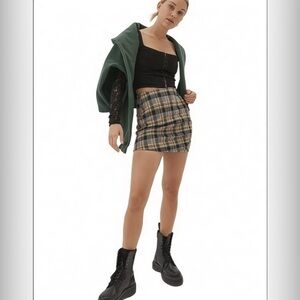NWT-Urban Outfitters Clueless Preppy Stretchy Ruched  Mini Skirt Size Small